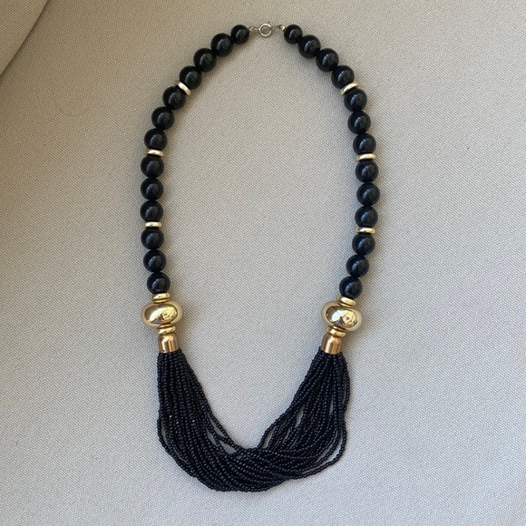 Black and Gold Bead Fashion Necklace - Picture 1 of 5